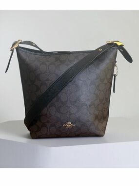 Authenticated Coach Val Brown & Black Signature Duffle Crossbody! COA!